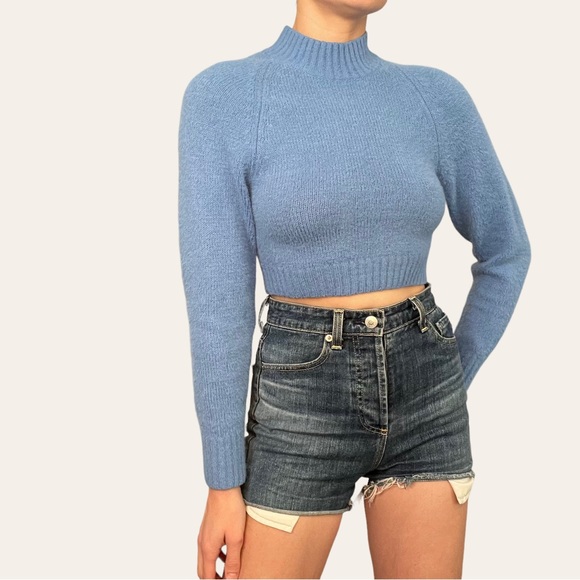 Urban Outfitters Fuzzy Blue Crop Sweater 💕 - Picture 1 of 3